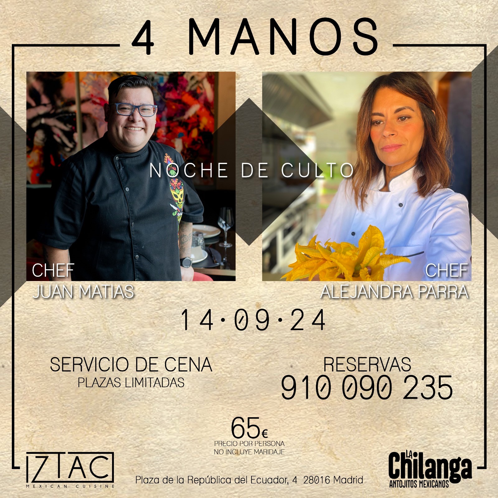 Iztac festeja el Día del Grito de México con un menú a cuatro manos con la chef Alejandra Parra del restaurante La Chilanga