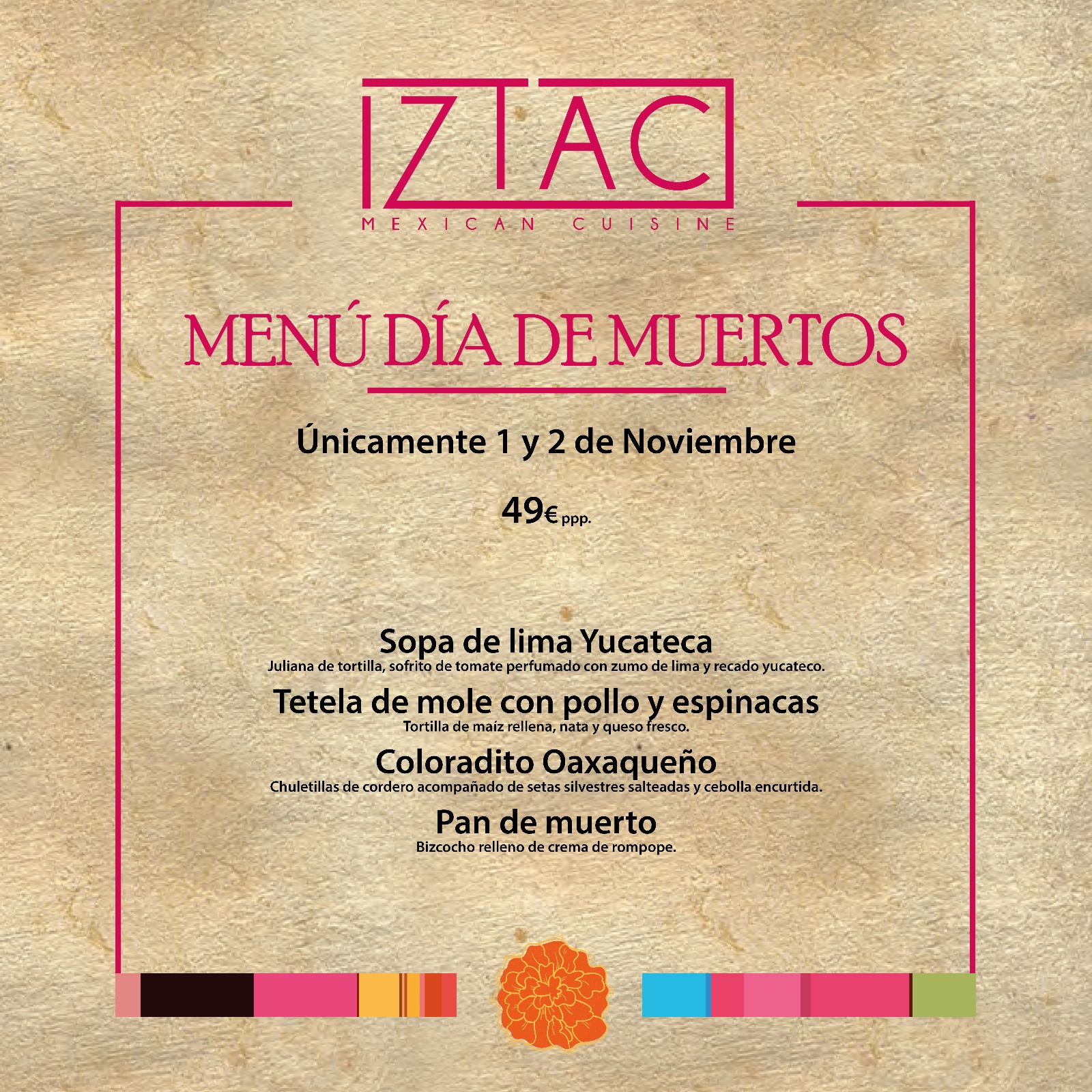 Iztac festeja el Día de Muertos con un menú degustación típico de esta fecha para honrar a los que se fueron